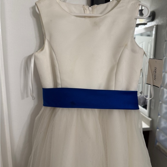 Riviera White Dress with Royal Blue Accent